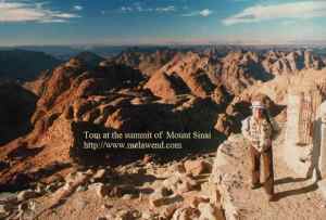 EGYPT - Sinai - dd - Tom backpack atop Mount Sinai