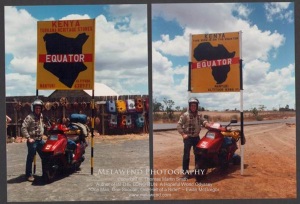 KENYA EQUATOR Tom and Melawend - two Equator signs - Kenya